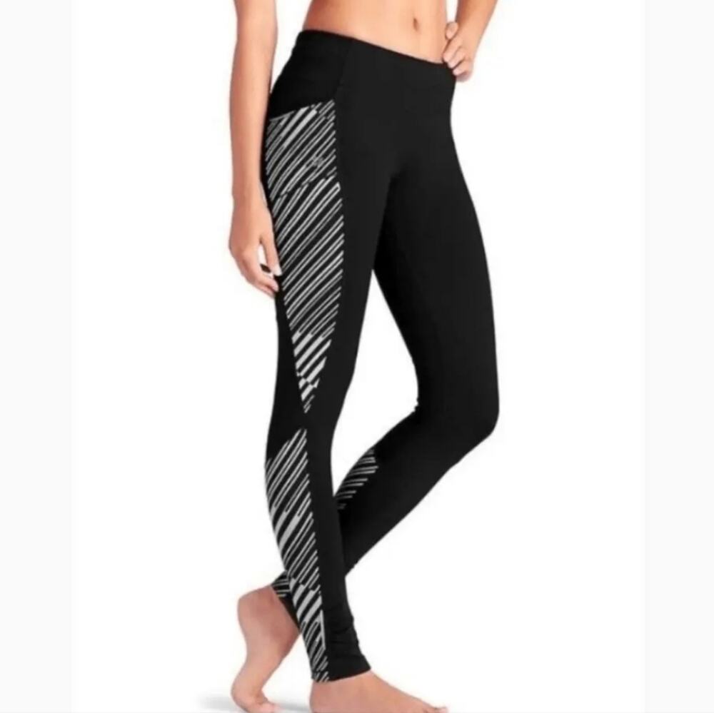Athleta Reflective Be Free Leggings Black Medium Gray Athletic Pants Gym Yoga